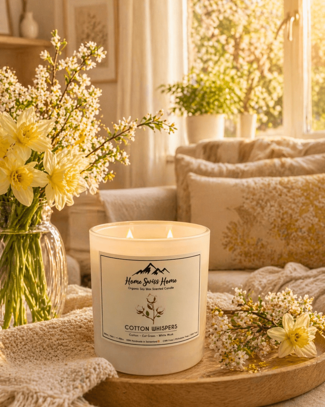 Handgefertigte Duftkerze Cotton Whispers