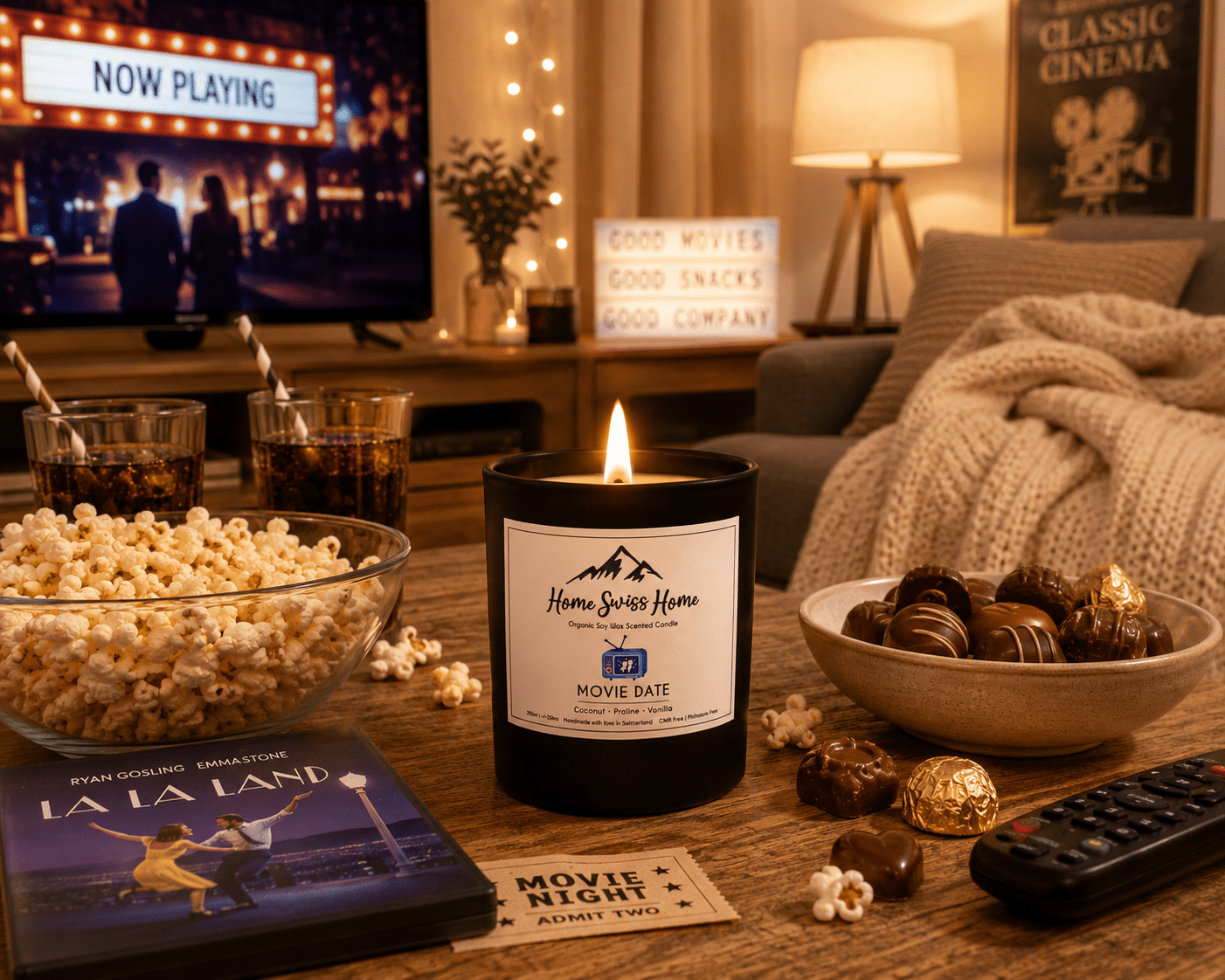 Movie Date Scented Handmade Candle